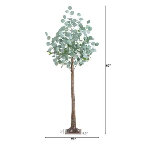 5ft. Pre-Lit Artificial Eucalyptus Tree with Warm White LED Lights {7}