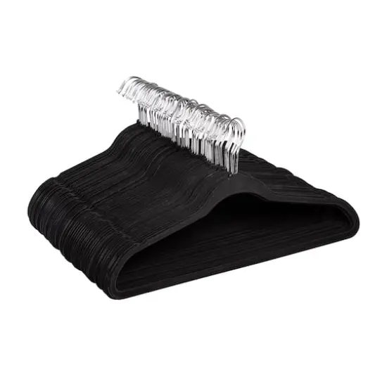 Honey Can Do Black Slim-Profile Non-Slip Velvet Hangers, 50ct. {9}