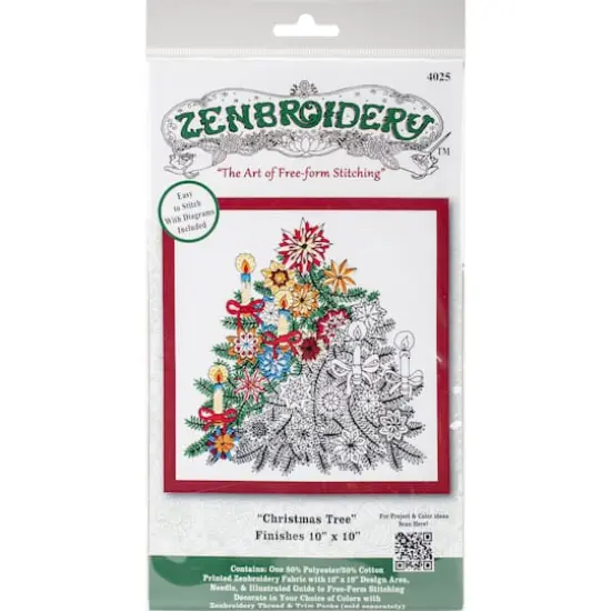 Design Works&trade; Zenbroidery Christmas Tree Stamped Embroidery Kit {1}