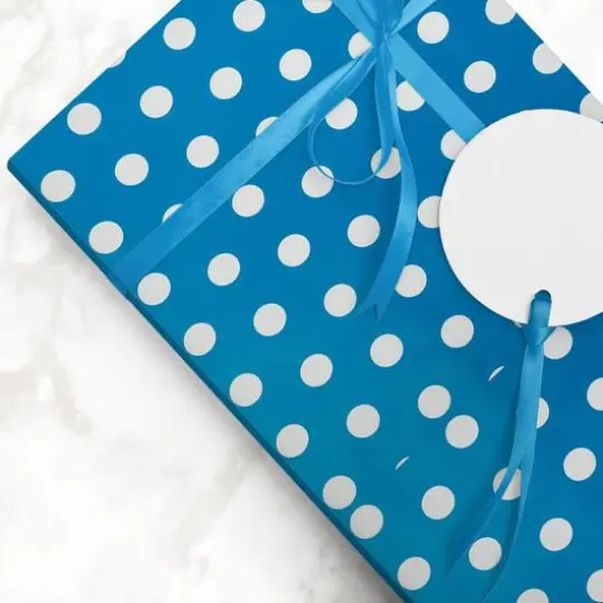 JAM Paper Polka Dot Gift Wrap Light Blue {7}