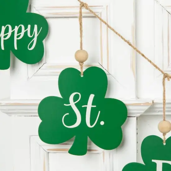 Glitzhome&reg; St. Patrick's Metal Shamrocks Garland {5}