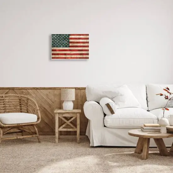 Stupell Industries US American Flag Rustic Pattern Wall Plaque Art {3}