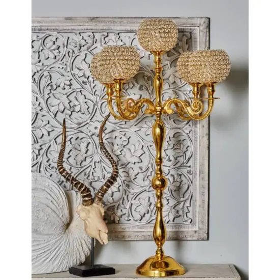 Gold Aluminum Glam Candle Holder, 40" x 24" x 24" {7}
