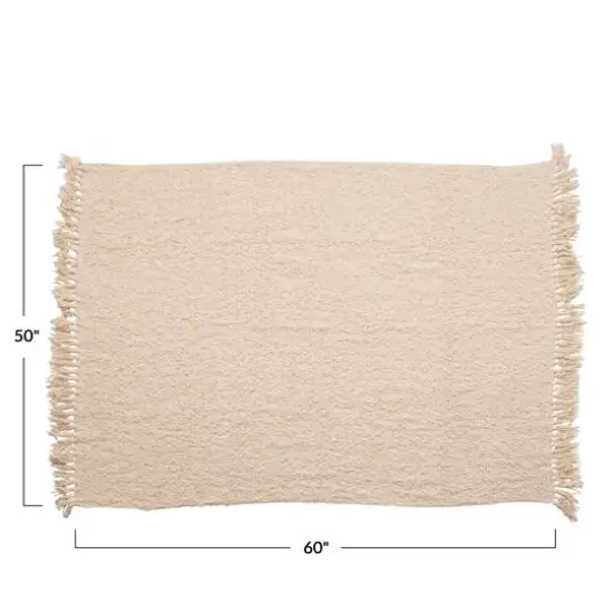 Hello Honey&reg; Cream Cotton Blend Boucl&eacute; Throw with Fringe {6}