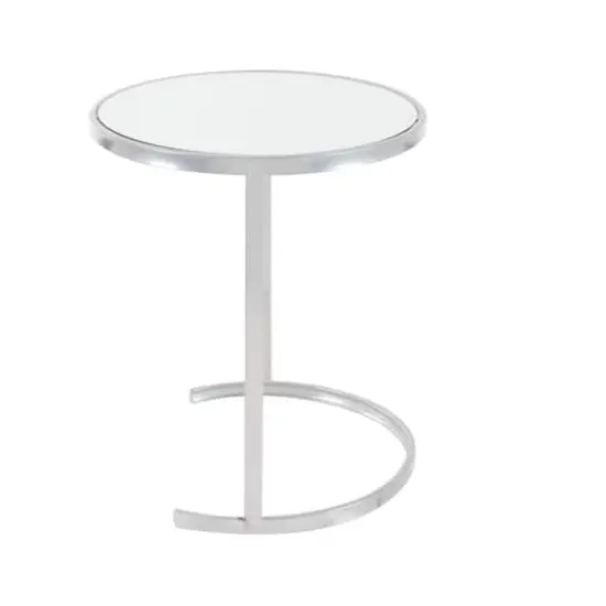Contemporary Metal Accent Table Set Silver {5}