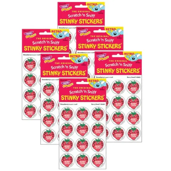 TREND Enterprises&reg; Berry Good Strawberry Scented Stickers, 6 Packs of 24 {1}
