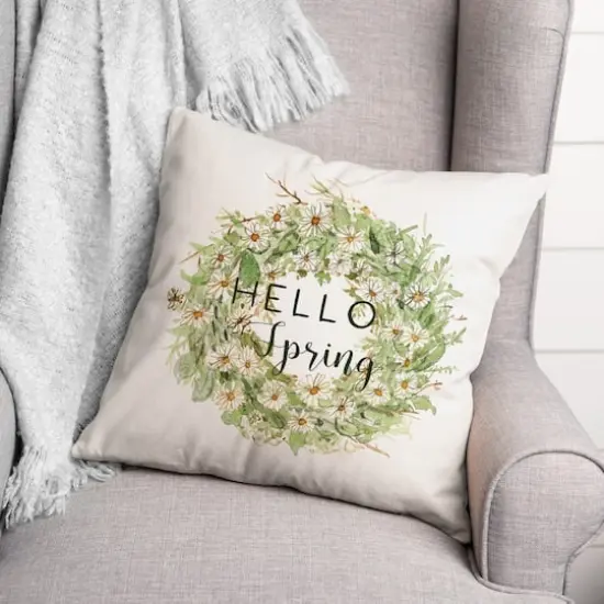 Hello Spring Daisy 18" x 18" Throw Pillow {4}