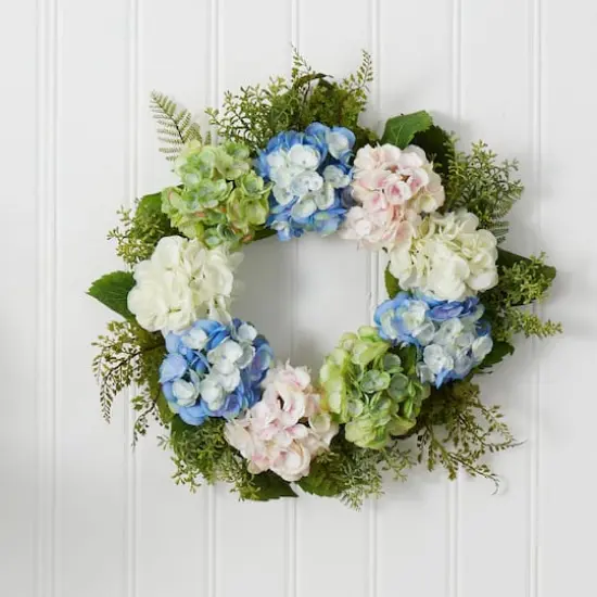 24&rdquo; Blue & Pink Hydrangea Wreath {4}