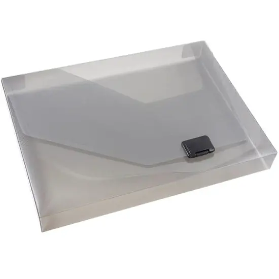 JAM Paper Plastic Box Portfolio with Side Buckle 9.75" x 13.5" Smoke Gray {5}