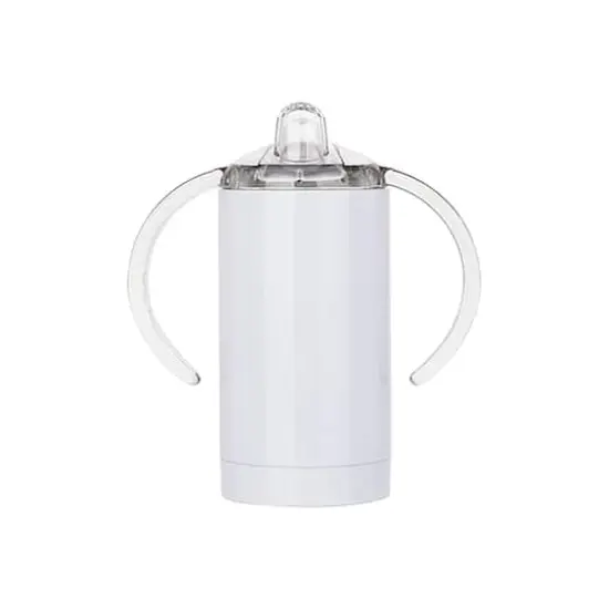 Craft Express 2ct. 13oz. White Sippy Cup with Spout Stainless Steel Set {1}