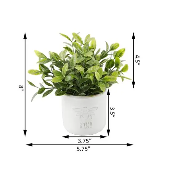 Flora Bunda&reg; 3.75" Bee Kind Ceramic Tea Leaf & Bee Happy Eucalyptus In Ivory Pots Set {3}