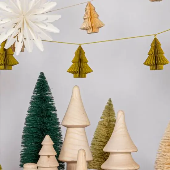 Hello Honey&reg; 6ft. Green & Gold Glitter Handmade Recycled Paper Honeycomb Tree Garland {4}