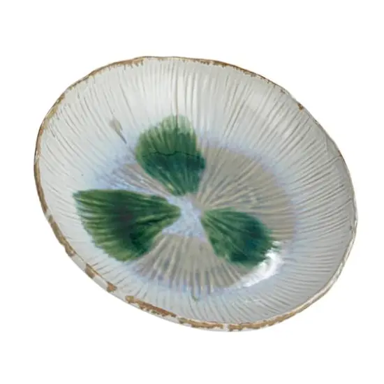Hello Honey&reg; 11.5" Green & White Stoneware Bowl with Reactive Crackle Glaze {1}