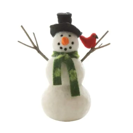 Hello Honey&reg; 7.5" Felt Snowman & Cardinal Figurine {1}