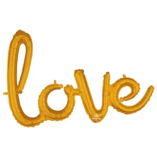 31" x 21" Gold Script Love Shaped Foil Balloon {1}