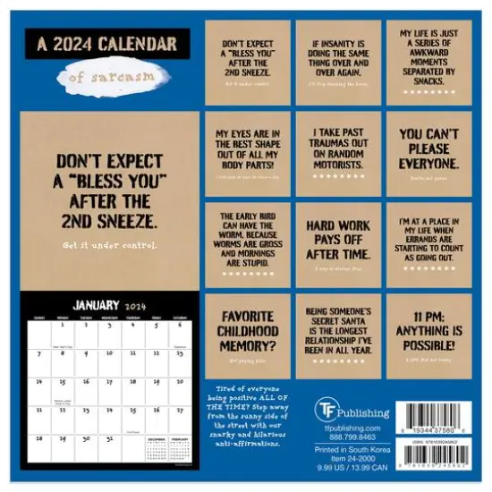 TF Publishing 2024 Anti-Affirmations & Sarcasm Mini Calendar {3}