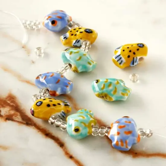 Painted Ceramic Fish Beads, 17mm by Bead Landing&trade; {3}