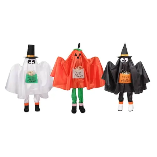 Ghost, Pumpkin & Bat Standing Halloween Kid Figures Set {1}