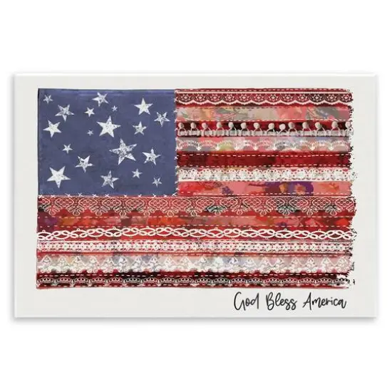 Stupell Industries God Bless America Phrase Macram� Pattern Flag Wall Plaque Art {1}