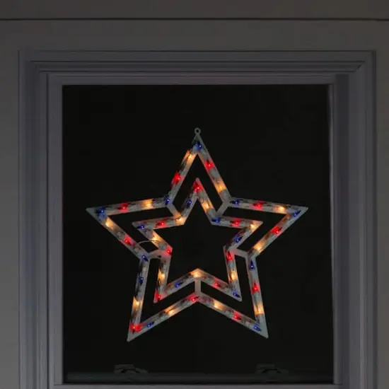 17" July 4th Patriotic Star Window Silhouette Decoration {4}
