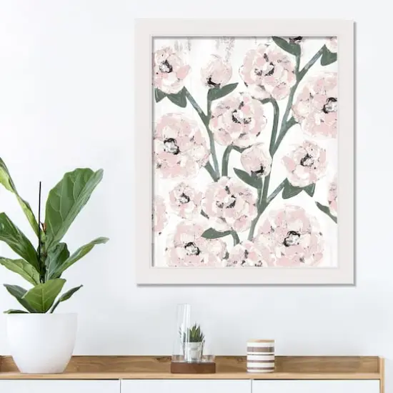 16" x 20" Farmhouse Floral Pattern White Framed Print Wall Art {4}