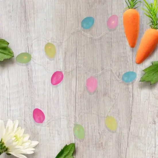 10ct. Multicolor Glitter Easter Egg LED String Lights with Clear Wire {4}