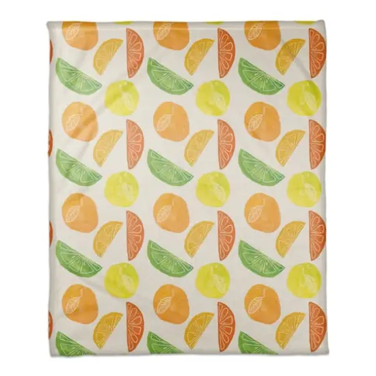 Citrus Fruit Pattern 50" x 60" Coral Fleece Blanket {1}