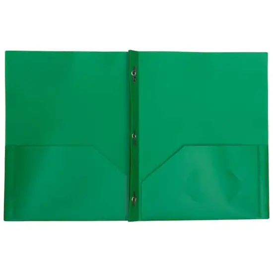 JAM Paper 9.5" x 11" Plastic 2 Pocket School POP Folders with Clasps, 6ct. Green {4}