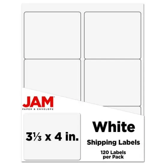 JAM Paper Adhesive Shipping Labels, 3.33" x 4" White {1}