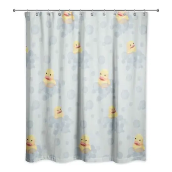 74" Rubber Duckies Shower Curtain Green {1}