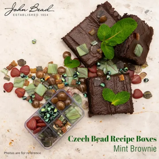 John Bead Czech Glass Recipe Box Beading Kit Mint Brownie {4}