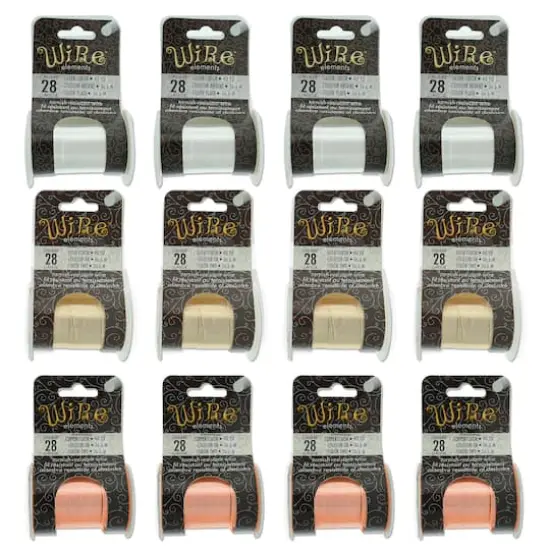 The Beadsmith&reg; Wire Elements&trade; 28 Gauge Tarnish Resistant Medium Temper Gold, Silver & Copper Wire, 12ct. {1}