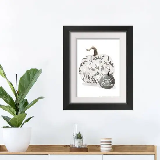 White Pumpkin Black Framed Print Wall Art {4}