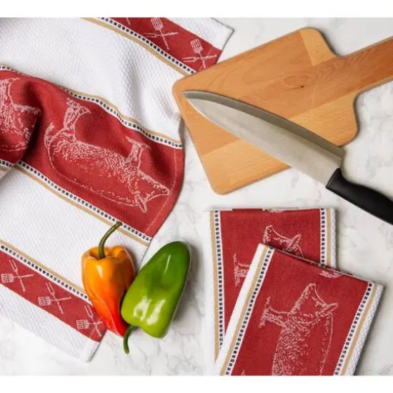 DII&reg; Pig Jacquard Dishtowel, 3ct. {7}