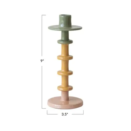 Hello Honey&reg; 9" Enameled Decorative Metal Taper Candle Holder {5}