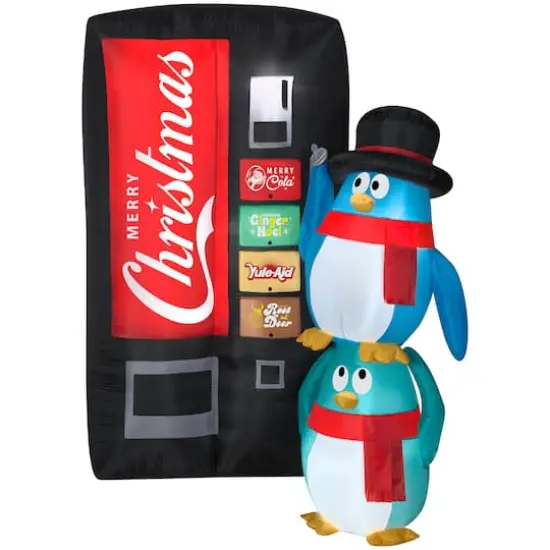 6.5ft. Airblown® Inflatable Merry Christmas Soda Machine Scene {1}