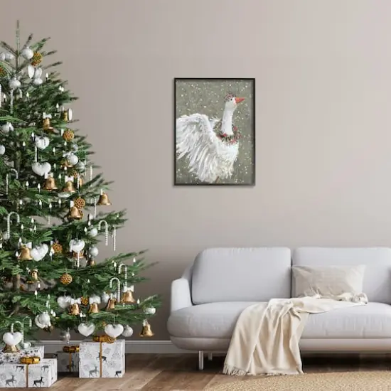 Stupell Industries Winter Goose Seasonal Botanicals Framed Giclee Art Black {3}