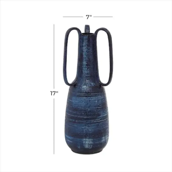 Blue Ceramic Contemporary Vase, 17" x 7" x 7" {8}