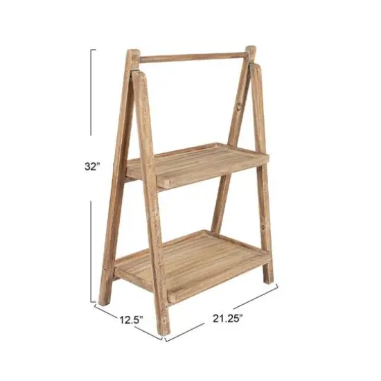 Hello Honey® 3ft. 2-Tier Natural Wood Folding Storage Stand {4}