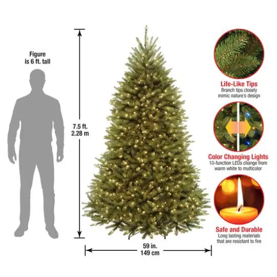 7.5 ft. Pre-Lit Dunhill&reg; Fir Full Artificial Christmas Tree, Dual Color&reg; LED Lights {9}