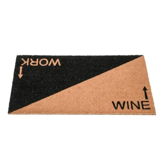 Hello Honey&reg; Natural & Black Work & Wine Coir Doormat {10}