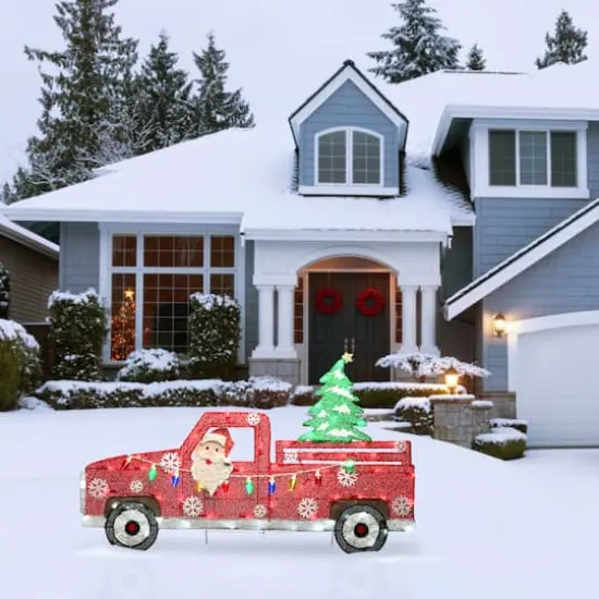 27'' Pre-Lit Santa in Red Truck Decoration {3}
