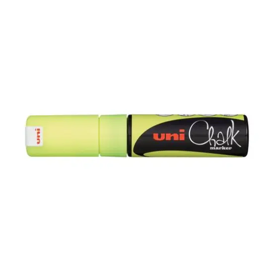 Uni Broad Chisel Tip Chalk Marker Fluorescent Yellow {1}
