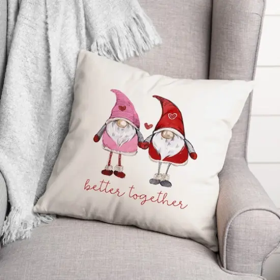 Love Gnomes Better Together 16" x 16" Throw Pillow {3}