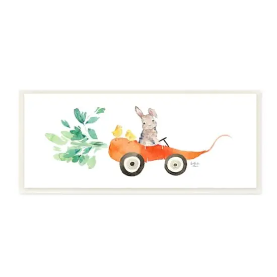 Stupell Industries Spring Rabbit Chicks Riding Seasonal Carrot Wagon Wall Plaque Art {1}