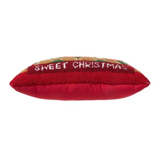 Glitzhome&reg; 18" Hooked Gingerbread Boy & Girl Pillow {8}