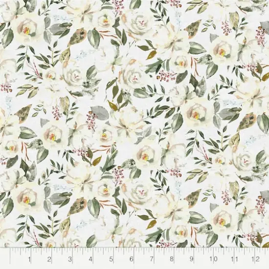 Fabric Editions White Motini Blossoms Cotton Fabric {3}