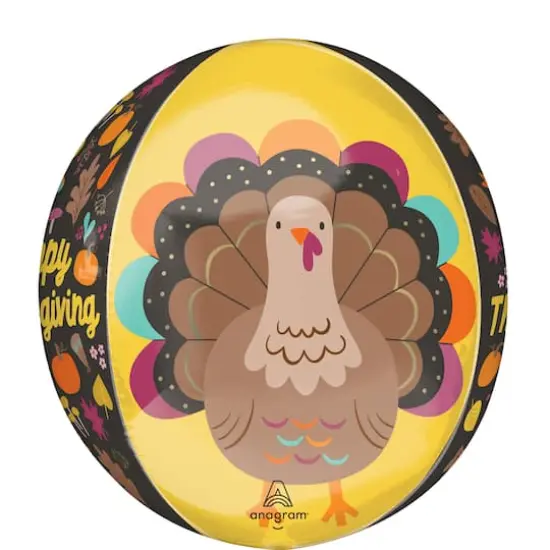16" Orbz® Happy Thanksgiving Foil Balloon {3}