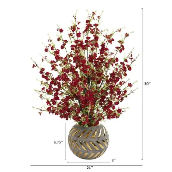 2.5ft. Cherry Blossom Arrangement in Gold Trimmed Stoneware Vase {3}