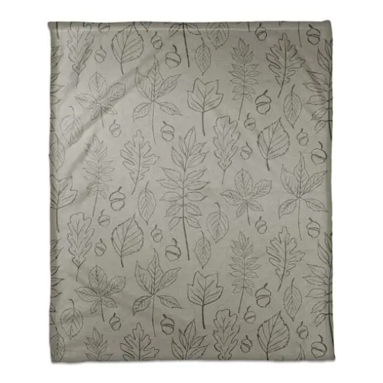Green Fall Leaf Patterned Coral Fleece Blanket {1}